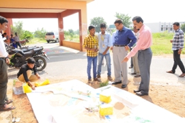 SKU VC Prof.Kuderu Rajagopal Prof.K.Nagabhushan Raju viewing project models done B.Tech-Civil Students at SKU College of Engineering