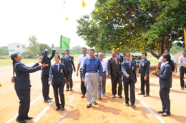 SKU VC Prof.Kuderu Rajagopal doing march past with Physical Eductaion Students