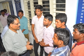 SKU Vice-Chancellor Prof.Kuderu Rajagopal interacting with students at Examinations Section